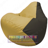 Бескаркасное кресло мешок Груша Г2.3-0816 (охра, чёрный)